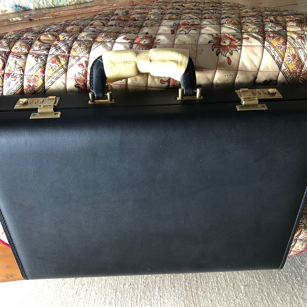 New Crouch & Fitzgerald Black Leather Briefcase